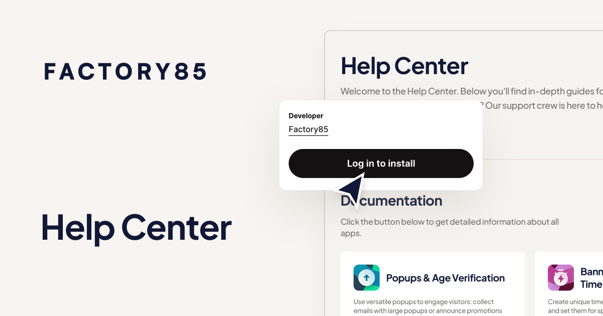 Find Your Answers: Help Center | Factory85